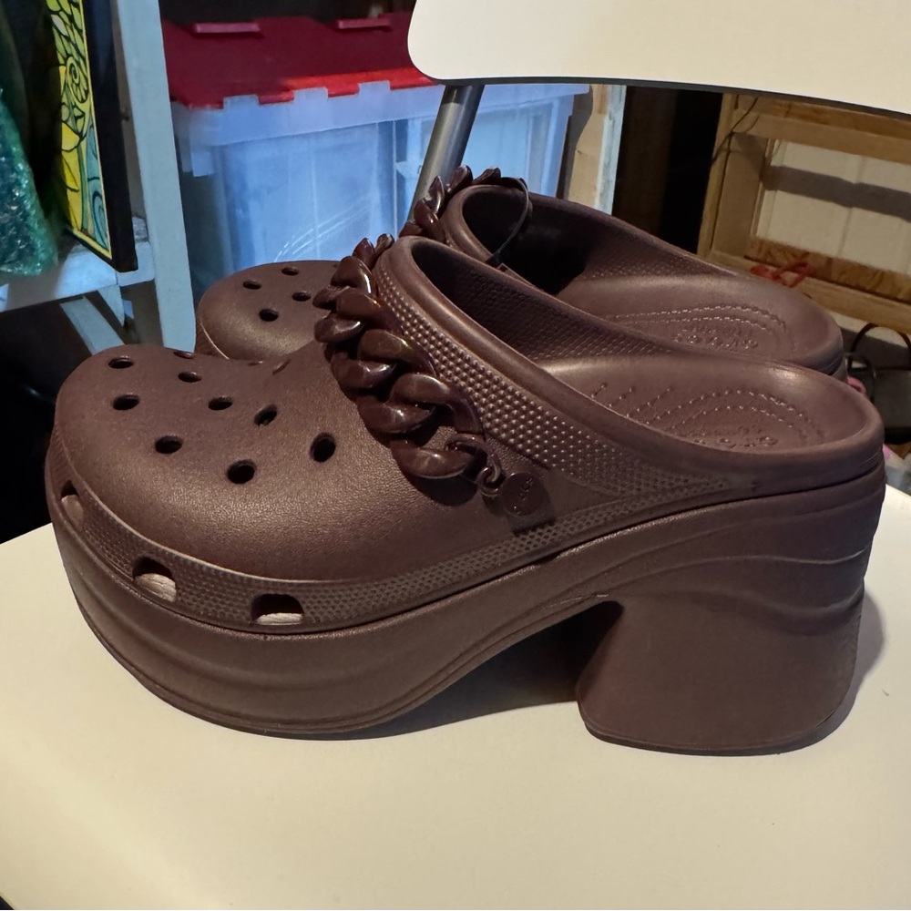 Platform Crocs with chain detail
